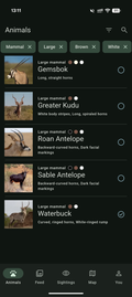 Bushwak wildlife identification and filters screen